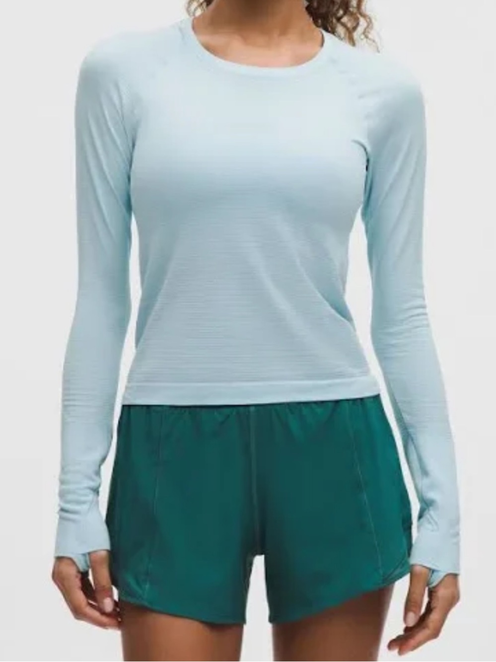 Lululemon icy blue longsleeve performance tee NWOT